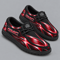 GMC | Premium Men's Dynamic Racing Stripe Graphic Hey Dude Style Casual Slip-On Loafers Lightweight Comfort Walking Shoes NDN cover
