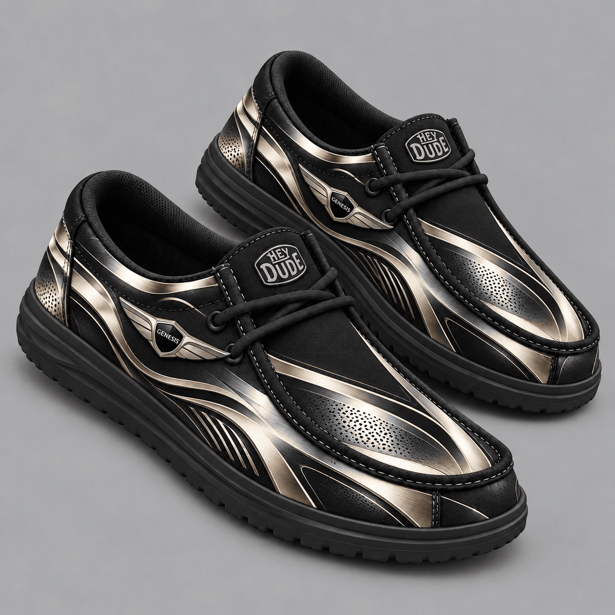 Genesis | Premium Men's Dynamic Racing Stripe Graphic Hey Dude Style Casual Slip-On Loafers Lightweight Comfort Walking Shoes NDN cover
