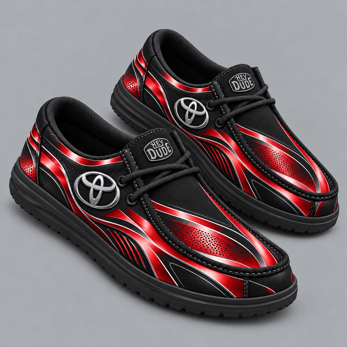 Toyota | Premium Men's Dynamic Racing Stripe Graphic Hey Dude Style Casual Slip-On Loafers Lightweight Comfort Walking Shoes NDN cover