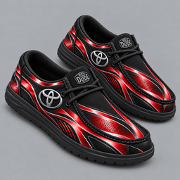 Toyota | Premium Men's Dynamic Racing Stripe Graphic Hey Dude Style Casual Slip-On Loafers Lightweight Comfort Walking Shoes NDN cover