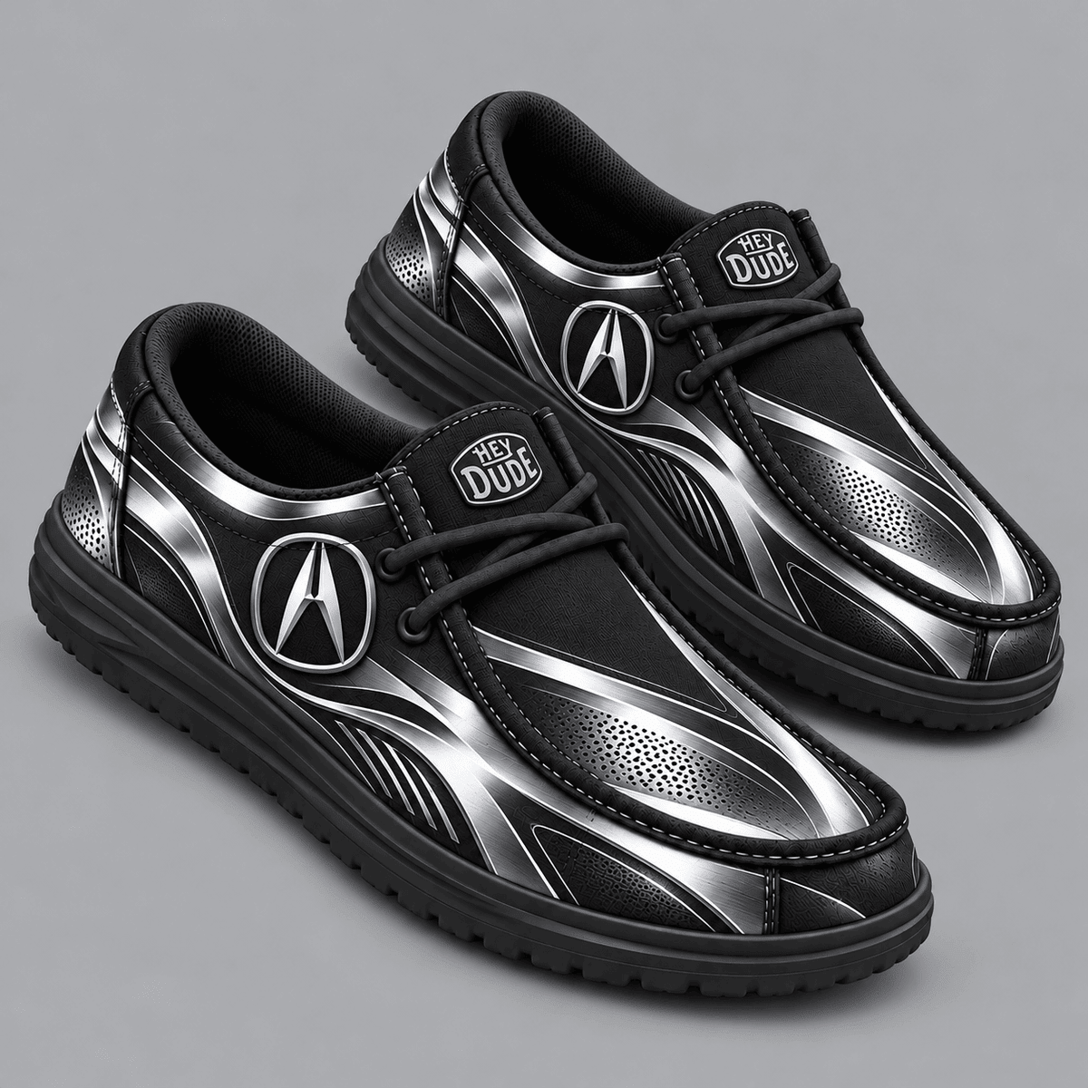 Acura | Premium Men's Dynamic Racing Stripe Graphic Hey Dude Style Casual Slip-On Loafers Lightweight Comfort Walking Shoes NDN cover