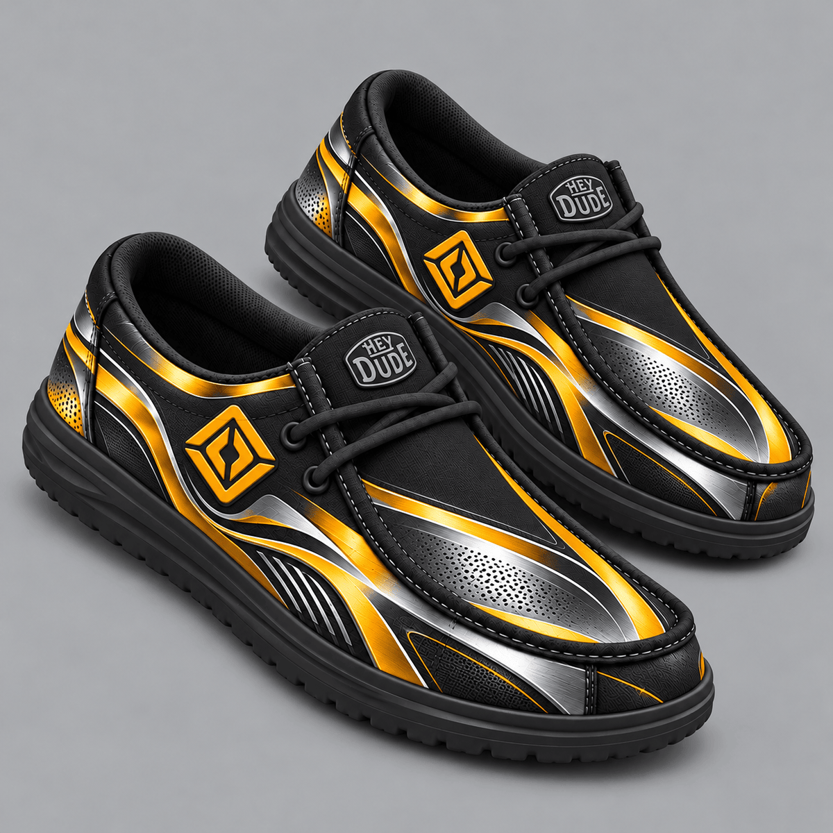 Rivian | Premium Men's Dynamic Racing Stripe Graphic Hey Dude Style Casual Slip-On Loafers Lightweight Comfort Walking Shoes NDN cover