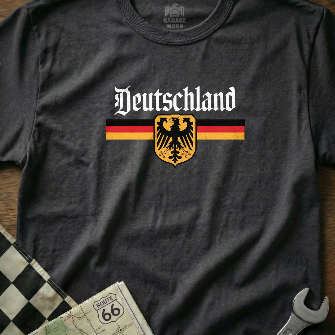 Vintage Style Germany Flag and Eagle Crest T-Shirt