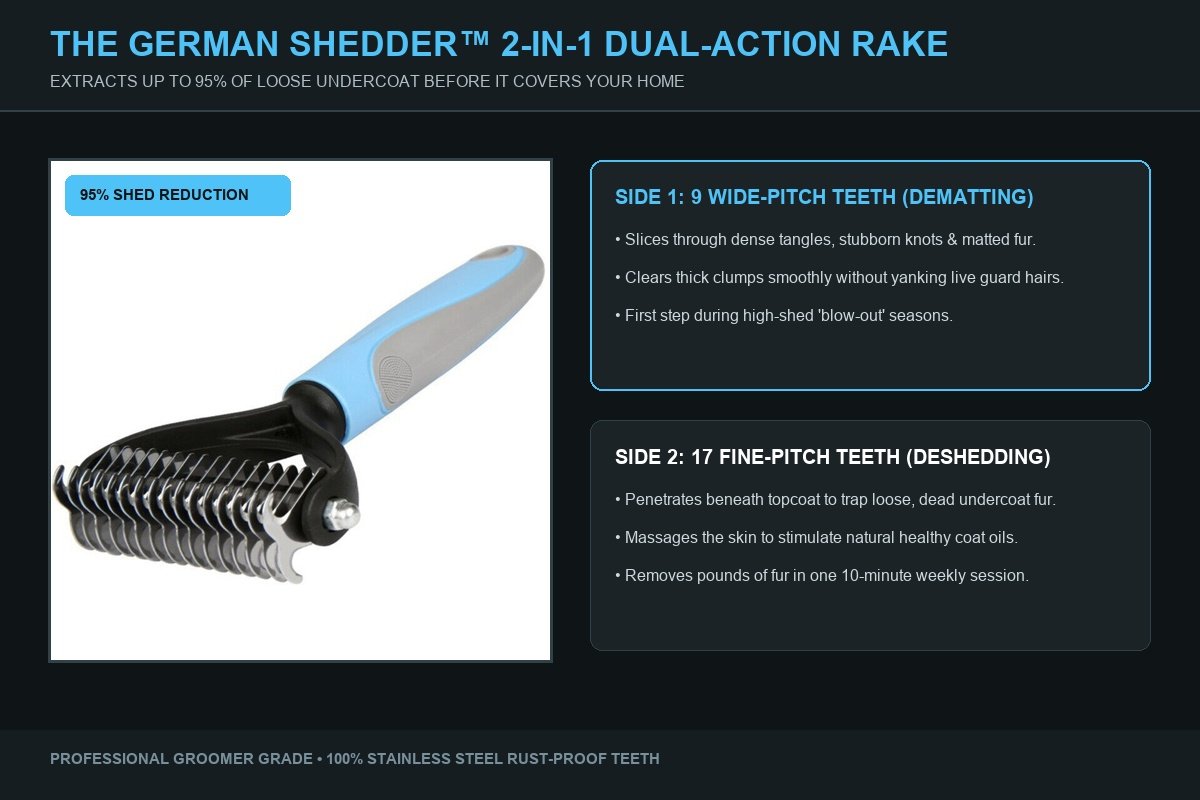 The German Shedder 2-in-1 Dual-Action Rake