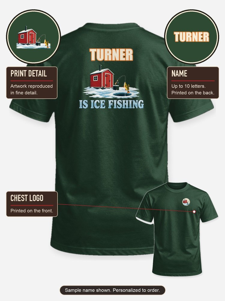 Custom Name Is Ice Fishing Funny Fishing Shirt - print close-up