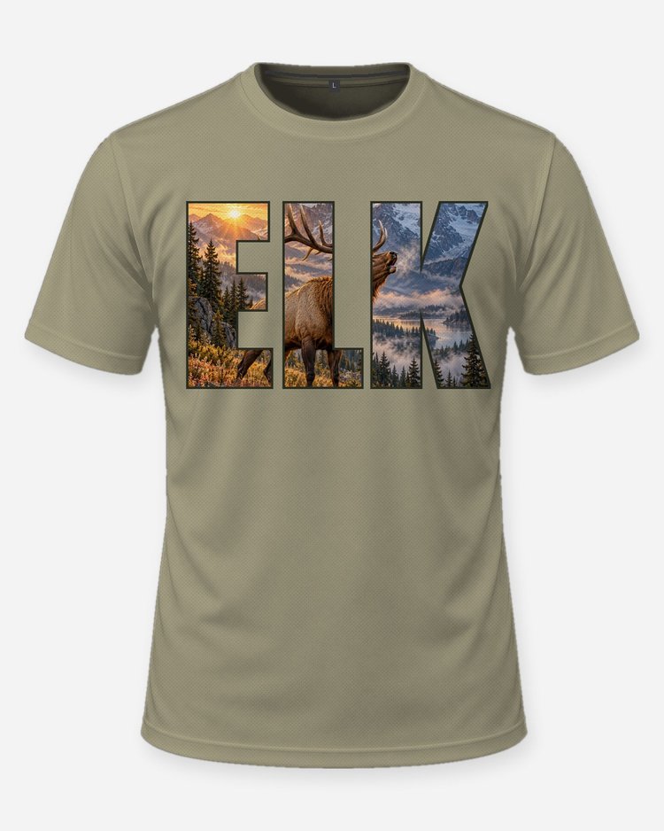 Elk Bugle Season Knockout Letters Hunting Shirt - front