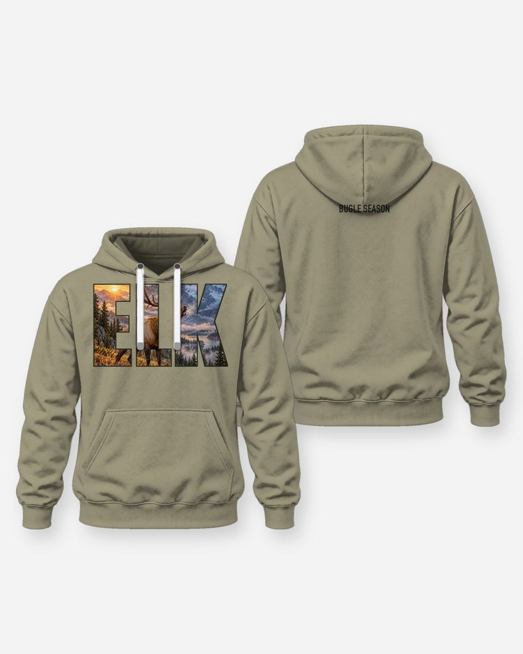 Elk Bugle Season Knockout Letters Hunting Shirt - Hoodie