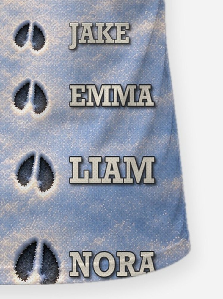 Grandpa And Grandkids Deer Track Custom Names Hunting Shirt - print close-up