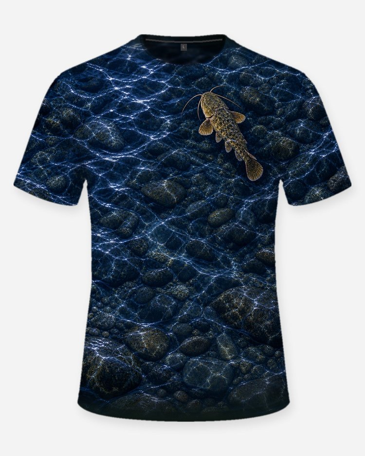 Sasquatch Noodling Flathead Catfish Ozark Creek Fishing Shirt - front