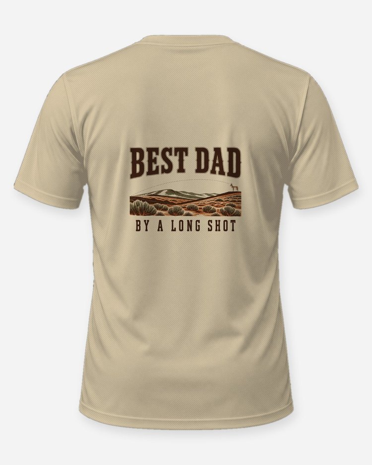 Best Dad By A Long Shot Pronghorn Funny Hunting T-Shirt - back