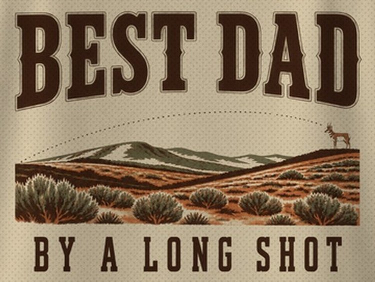 Best Dad By A Long Shot Pronghorn Funny Hunting T-Shirt - print close-up