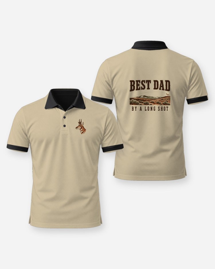 Best Dad By A Long Shot Pronghorn Funny Hunting T-Shirt - Polo