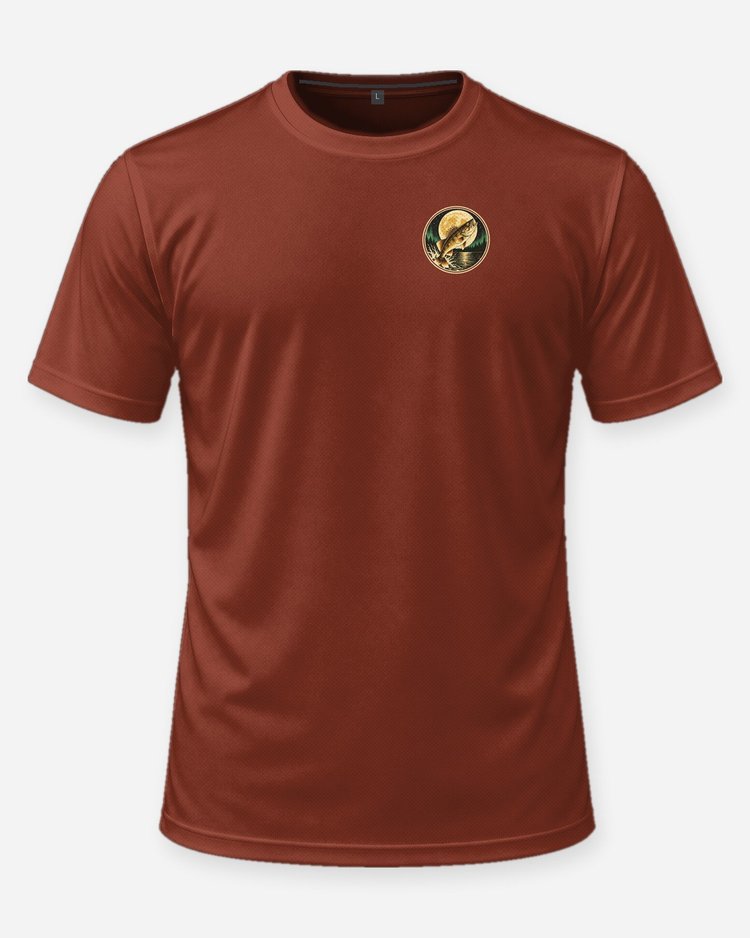 Three Walleye Moon Northern Lights Vintage Fishing T-Shirt - front