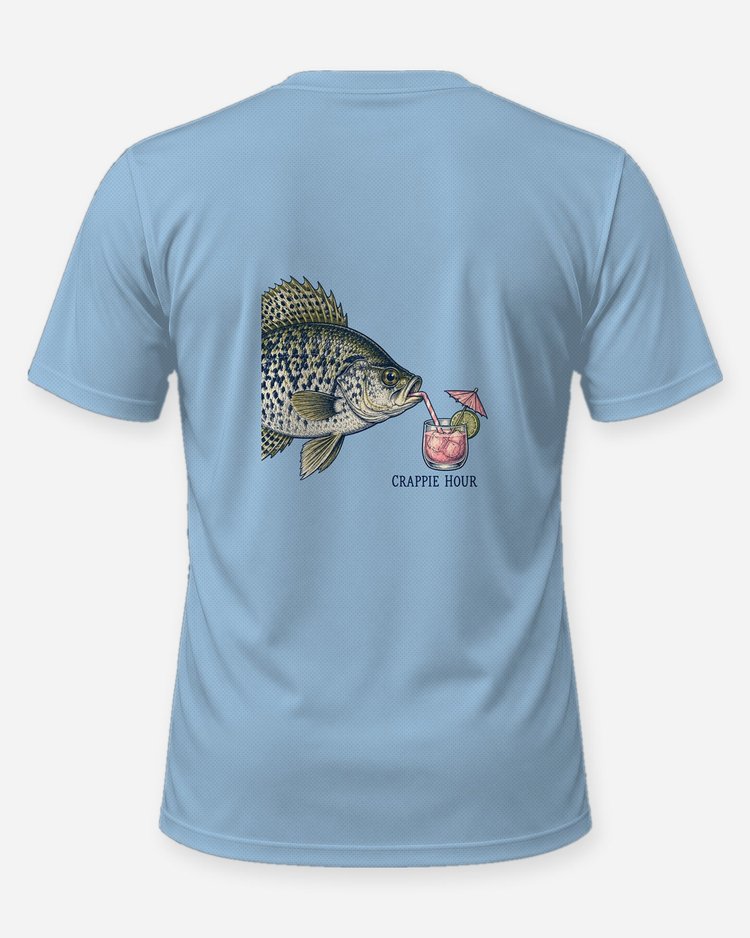 Crappie Hour Vintage Field Guide Funny Fishing T-Shirt - back
