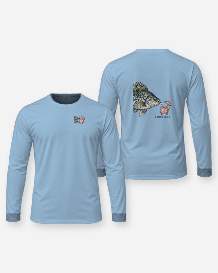 Crappie Hour Vintage Field Guide Funny Fishing T-Shirt - Long Sleeve