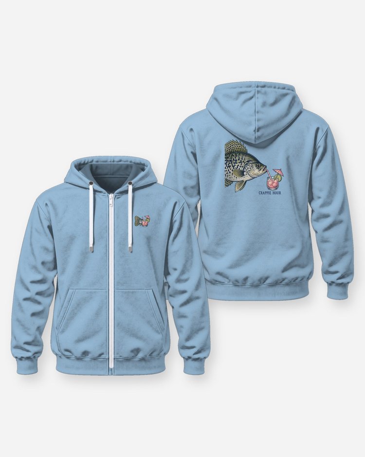 Crappie Hour Vintage Field Guide Funny Fishing T-Shirt - Zip Hoodie