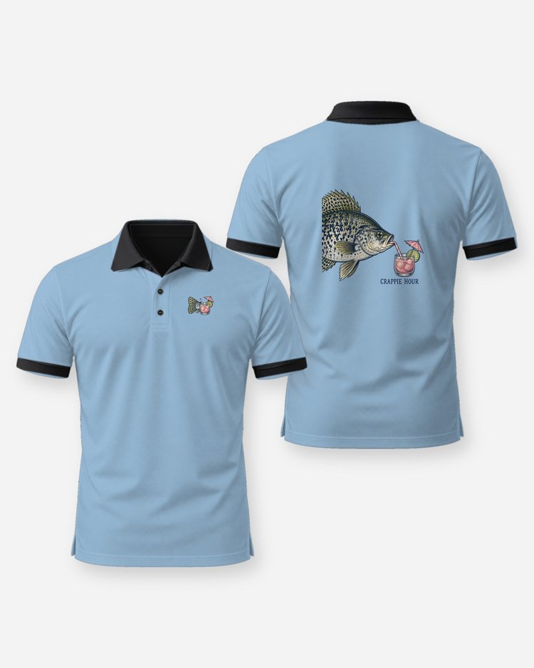 Crappie Hour Vintage Field Guide Funny Fishing T-Shirt - Polo
