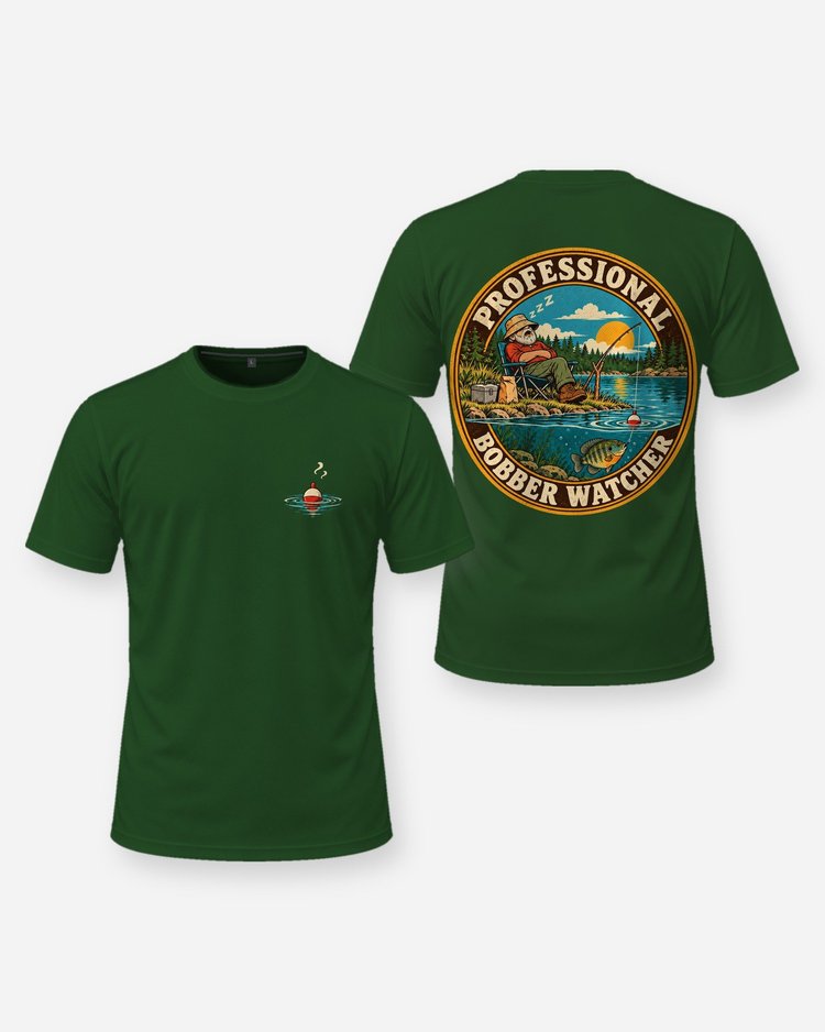 Professional Bobber Watcher Funny Bluegill Fishing Shirt - front and back