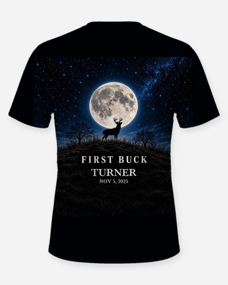First Buck Moon Phase Custom Name And Date Hunting Shirt - back