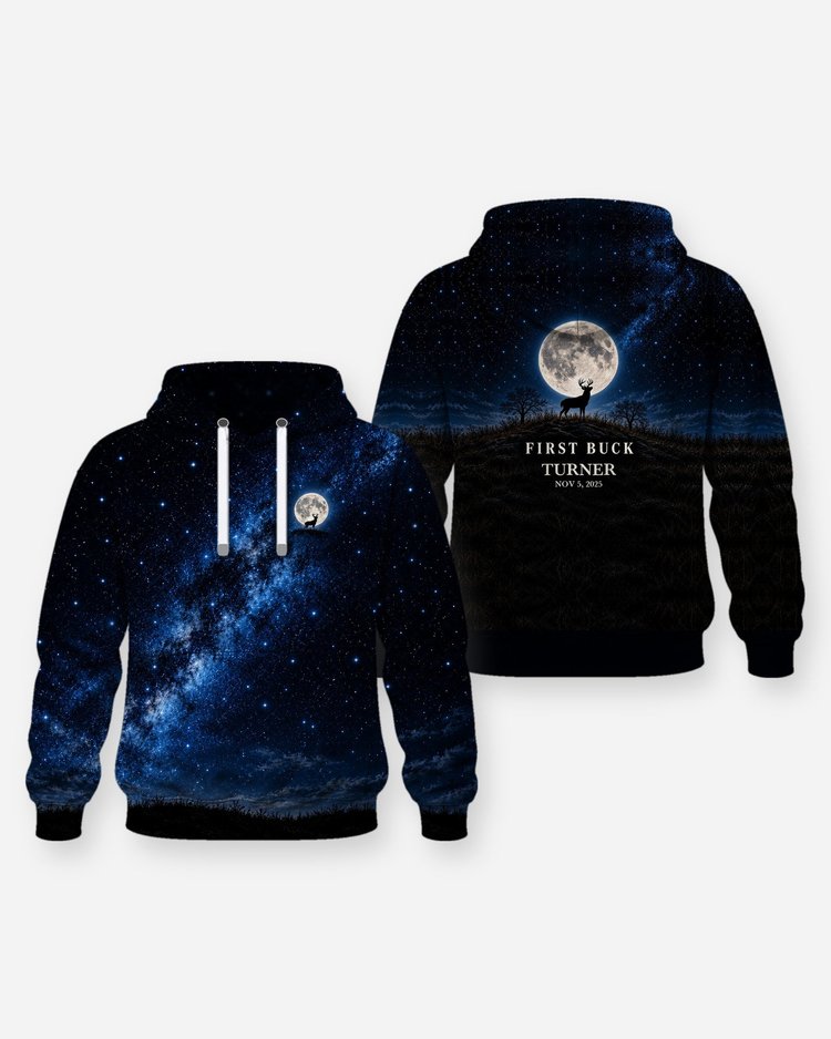 First Buck Moon Phase Custom Name And Date Hunting Shirt - Hoodie