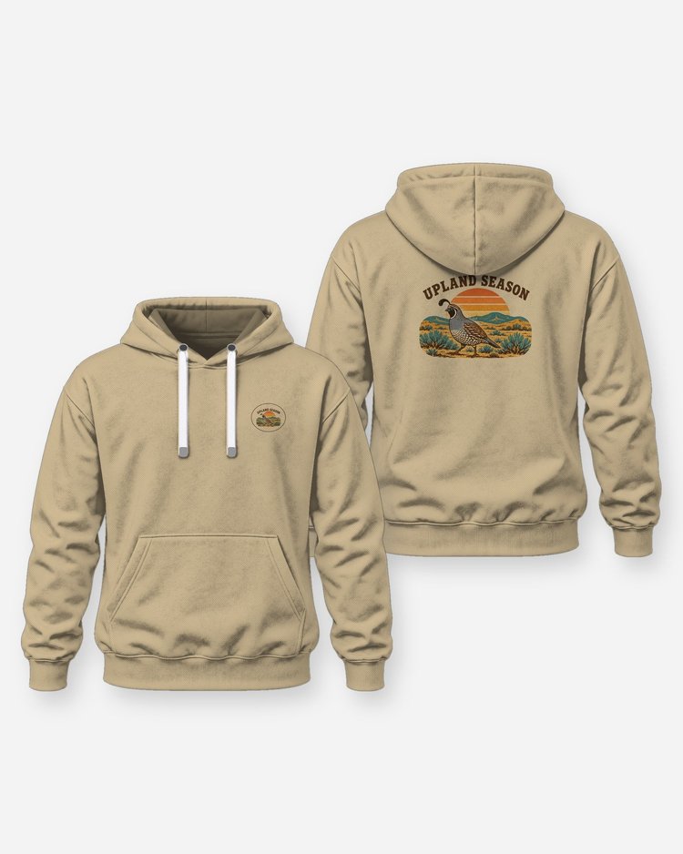 Upland Season Retro California Quail Desert Sunset T-Shirt - Hoodie