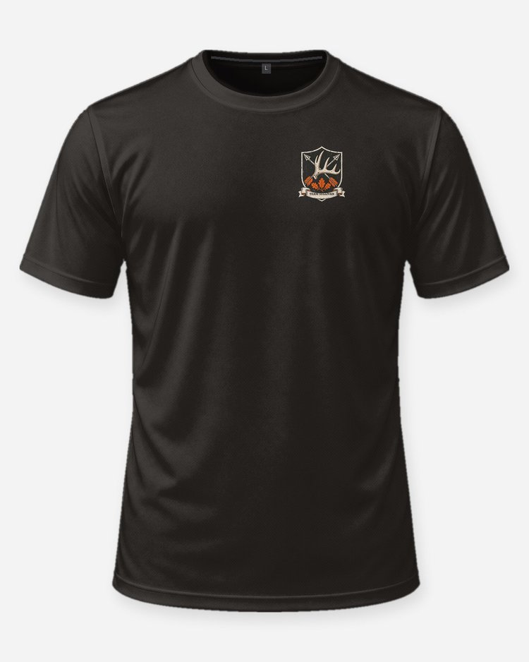 Custom Team Name Bowhunting Shield Crest T-Shirt - front
