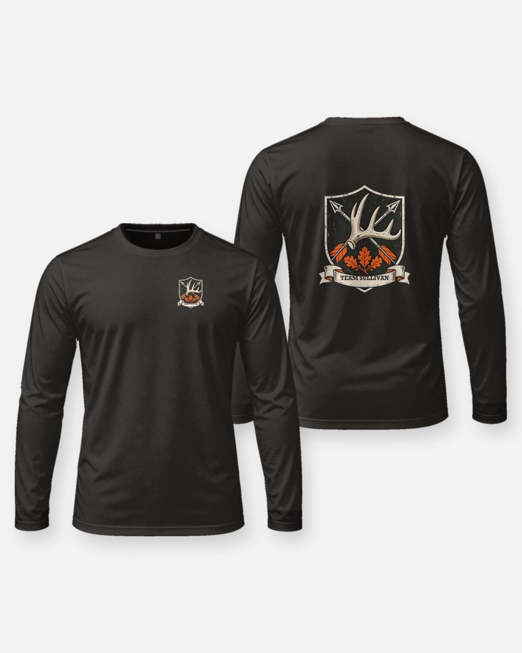 Custom Team Name Bowhunting Shield Crest T-Shirt - Long Sleeve