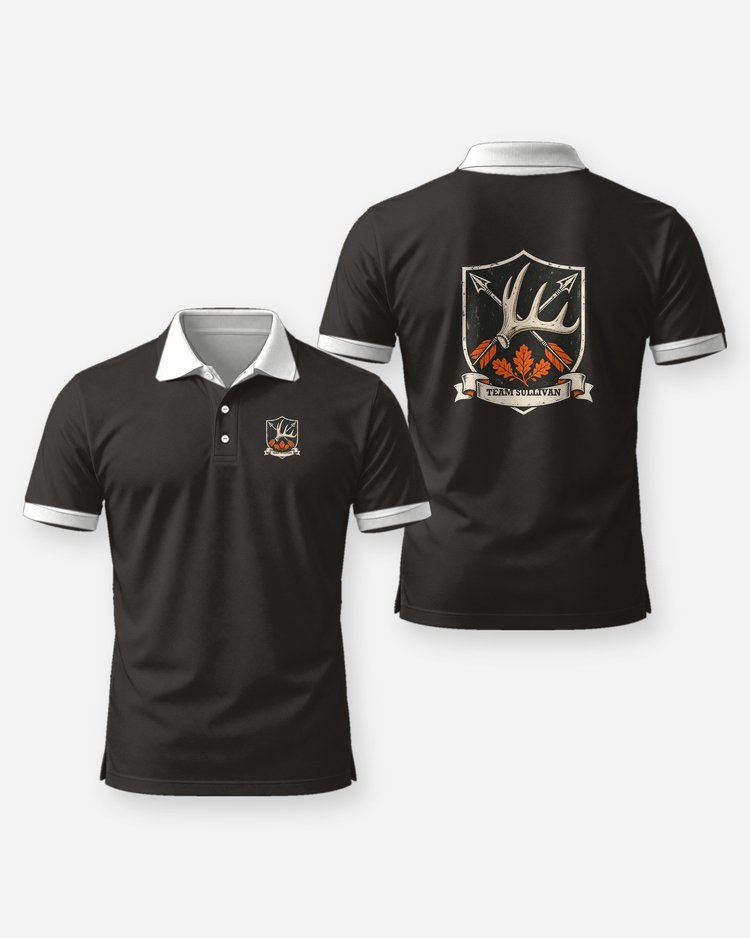 Custom Team Name Bowhunting Shield Crest T-Shirt - Polo