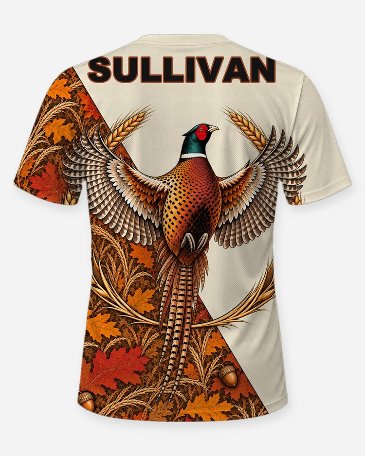 Custom Name Ring-Necked Pheasant Upland Hunting Jersey Shirt - back