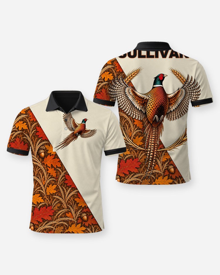 Custom Name Ring-Necked Pheasant Upland Hunting Jersey Shirt - Polo