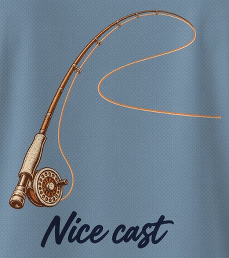 Nice Cast Fly Rod Couple Fishing T-Shirt - print close-up