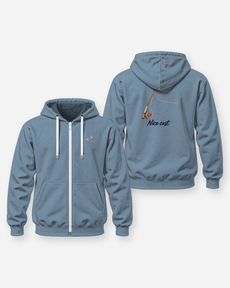 Nice Cast Fly Rod Couple Fishing T-Shirt - Zip Hoodie