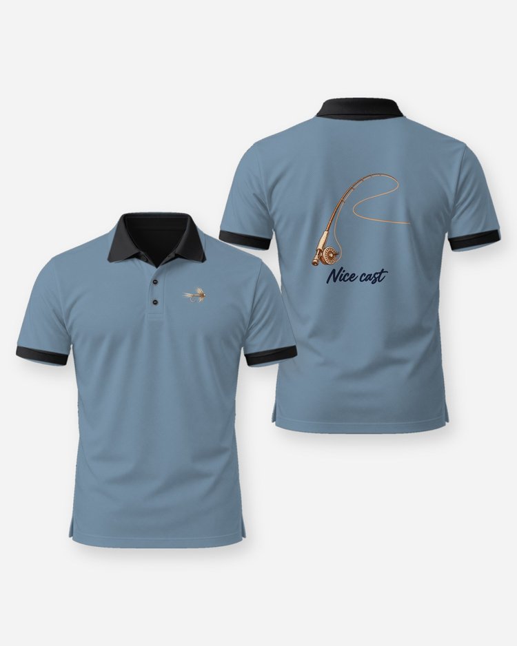Nice Cast Fly Rod Couple Fishing T-Shirt - Polo