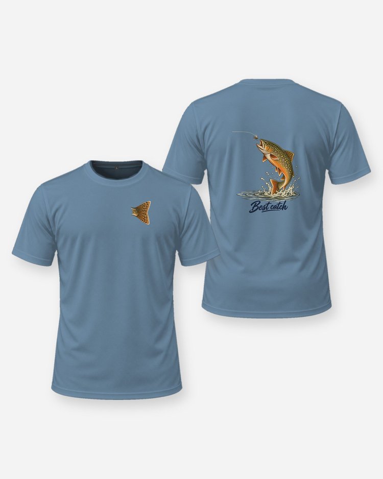 Best Catch Brook Trout Couple Fishing T-Shirt - front and back