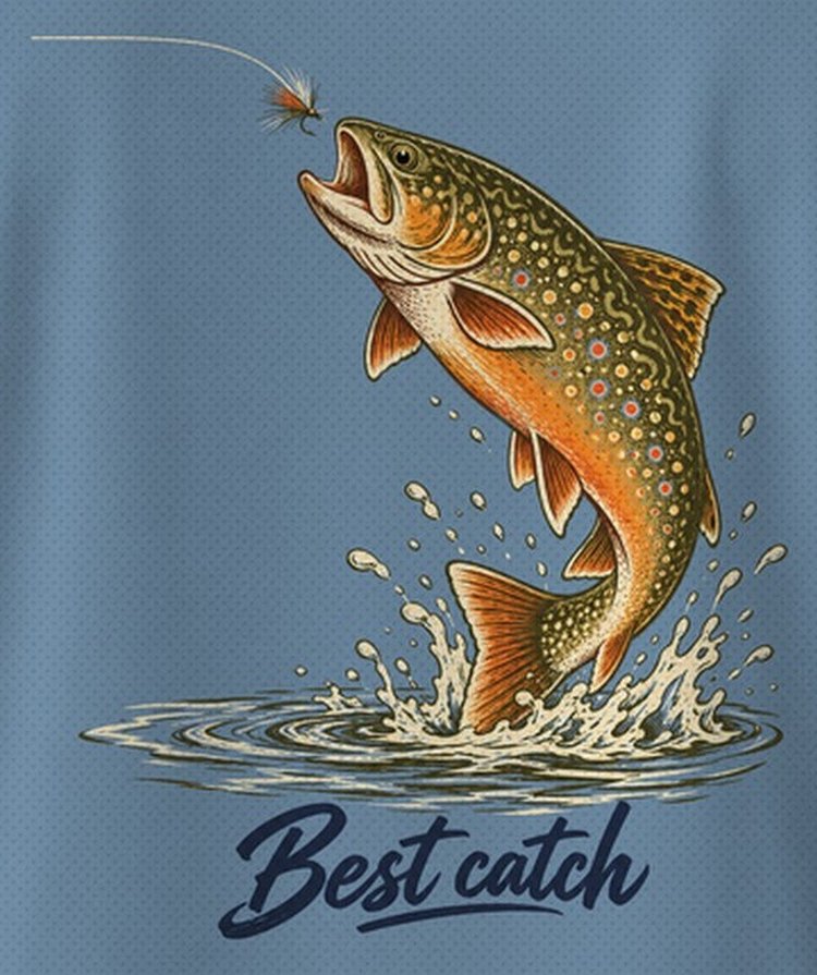 Best Catch Brook Trout Couple Fishing T-Shirt - print close-up