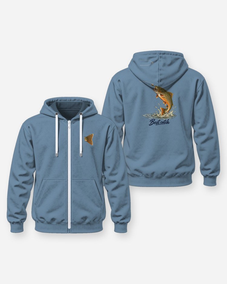 Best Catch Brook Trout Couple Fishing T-Shirt - Zip Hoodie