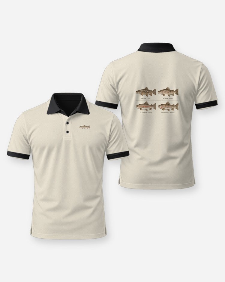 Vintage Trout Species Chart Fly Fishing T-Shirt - Polo