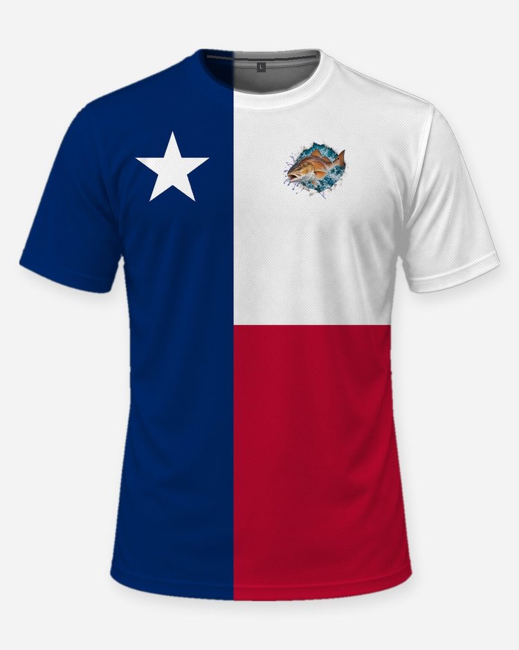 Custom Name Texas Flag Redfish Fishing Shirt - front