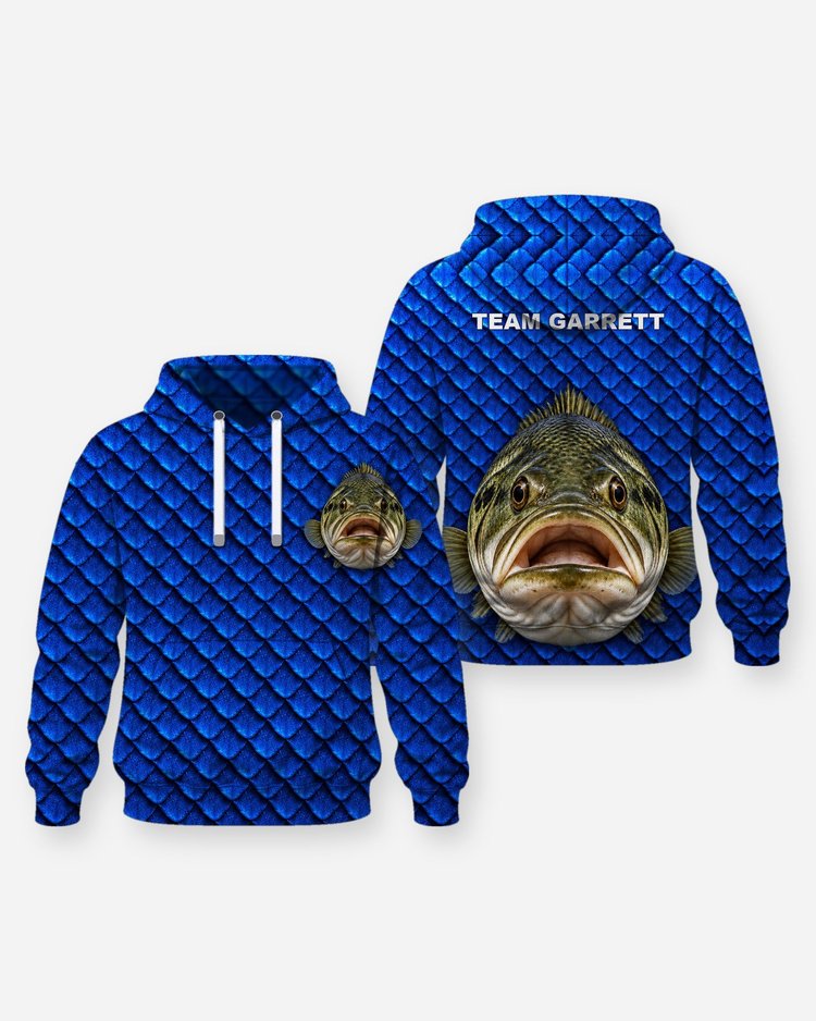 Custom Team Name Largemouth Bass Tournament Fishing Jersey - Hoodie
