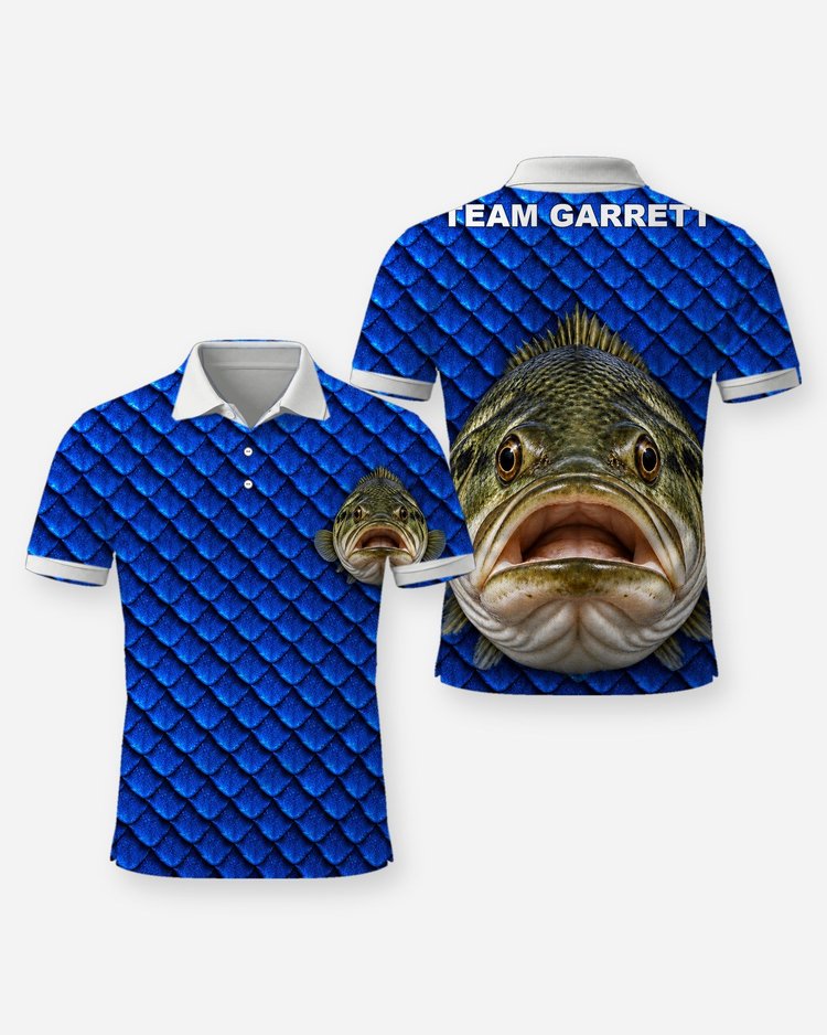 Custom Team Name Largemouth Bass Tournament Fishing Jersey - Polo