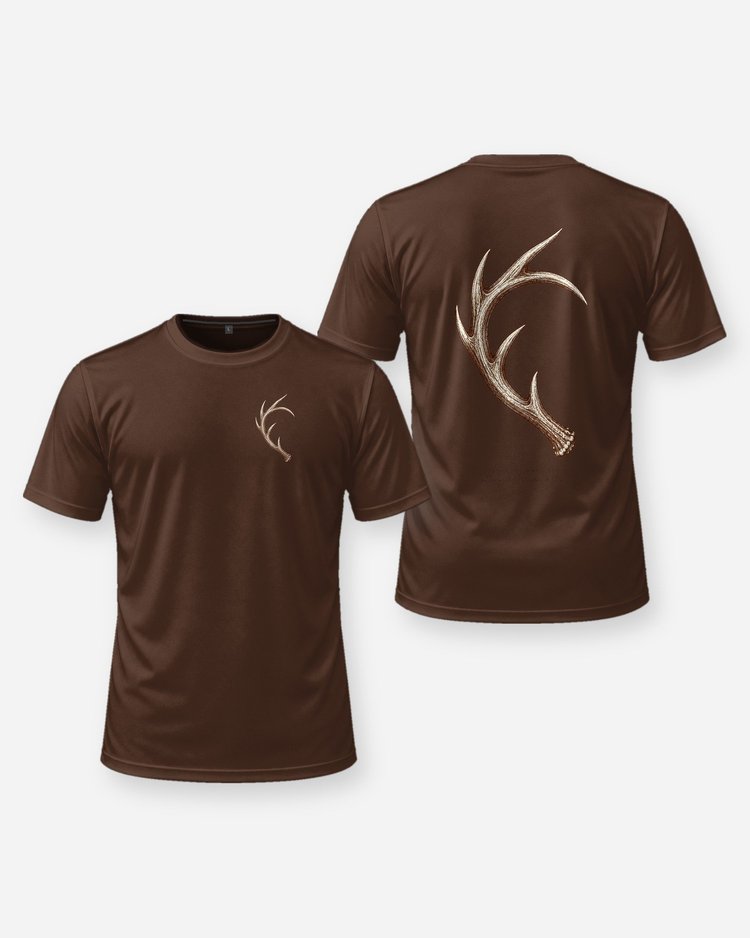 Antler Heart Custom Name Hunting Couple T-Shirt - front and back