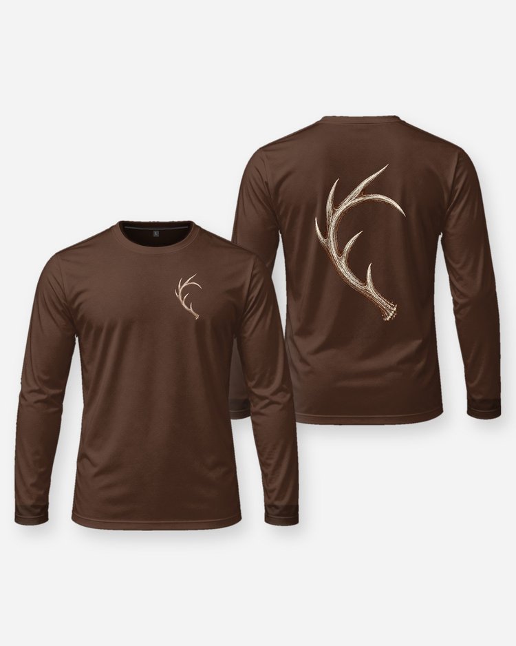 Antler Heart Custom Name Hunting Couple T-Shirt - Long Sleeve