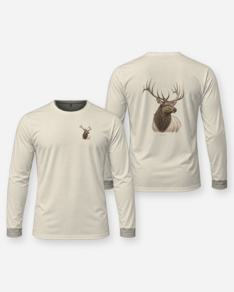 Vintage Bull Elk Field Study Wapiti Hunting T-Shirt - Long Sleeve