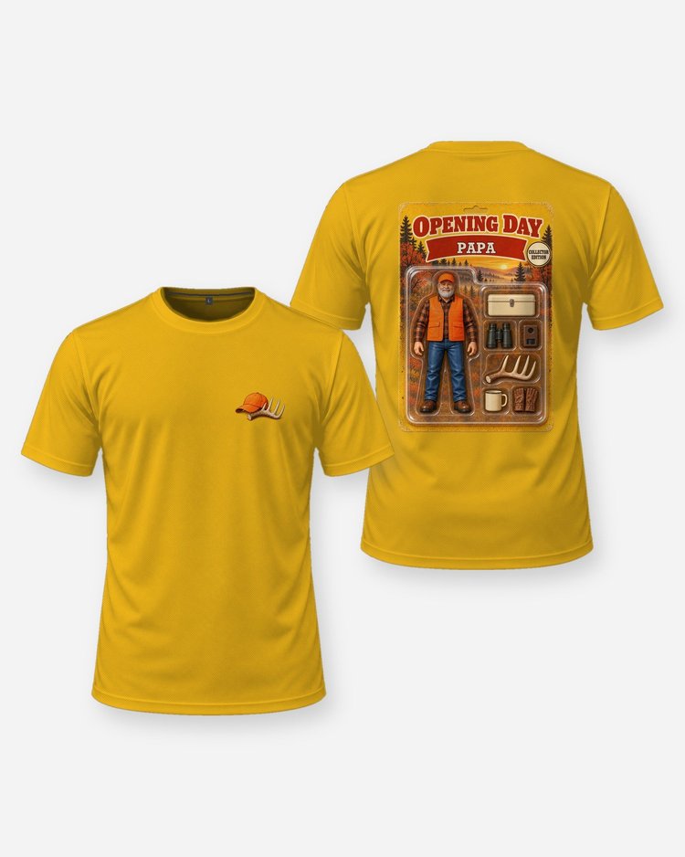 Opening Day Papa Action Figure Box Custom Name Hunting Shirt - front and back