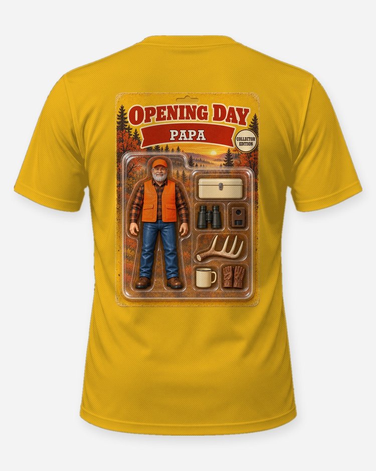 Opening Day Papa Action Figure Box Custom Name Hunting Shirt - back