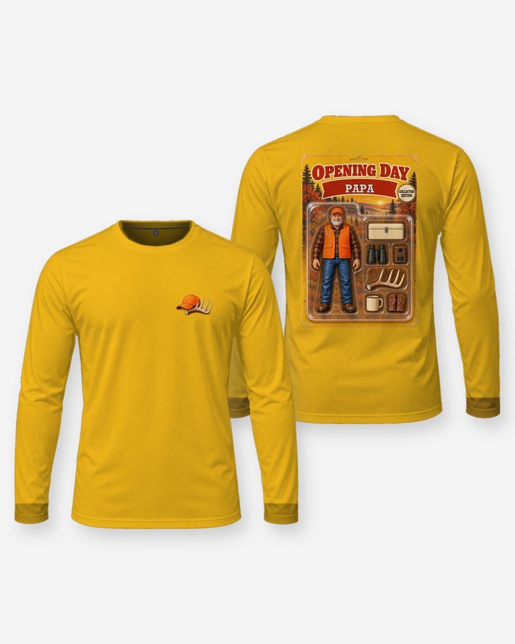 Opening Day Papa Action Figure Box Custom Name Hunting Shirt - Long Sleeve