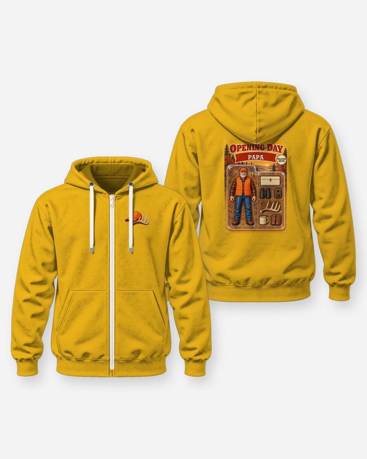 Opening Day Papa Action Figure Box Custom Name Hunting Shirt - Zip Hoodie