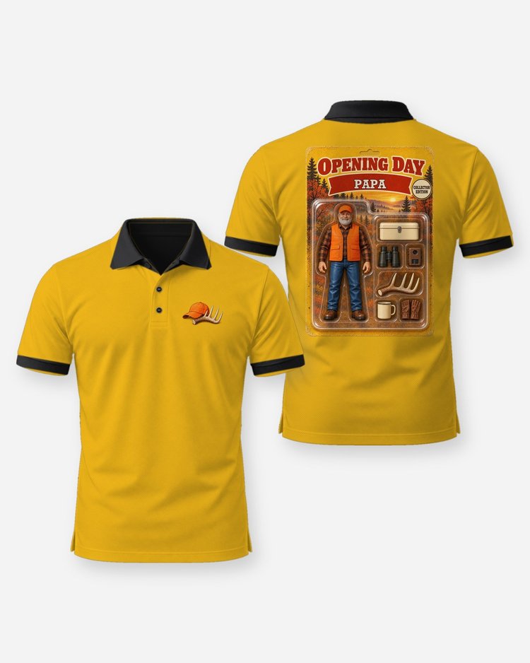 Opening Day Papa Action Figure Box Custom Name Hunting Shirt - Polo