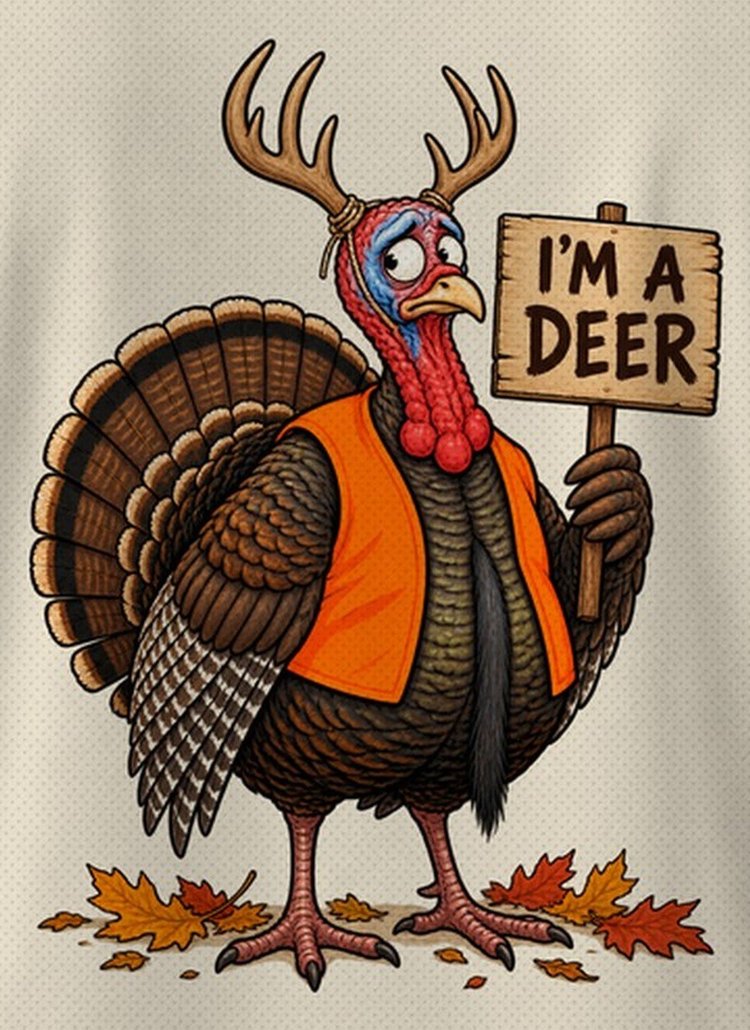 I'm A Deer Funny Turkey Thanksgiving Hunting T-Shirt - print close-up