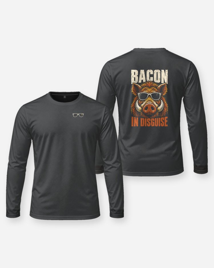 Bacon In Disguise Wild Hog Sunglasses Funny Hunting T-Shirt - Long Sleeve